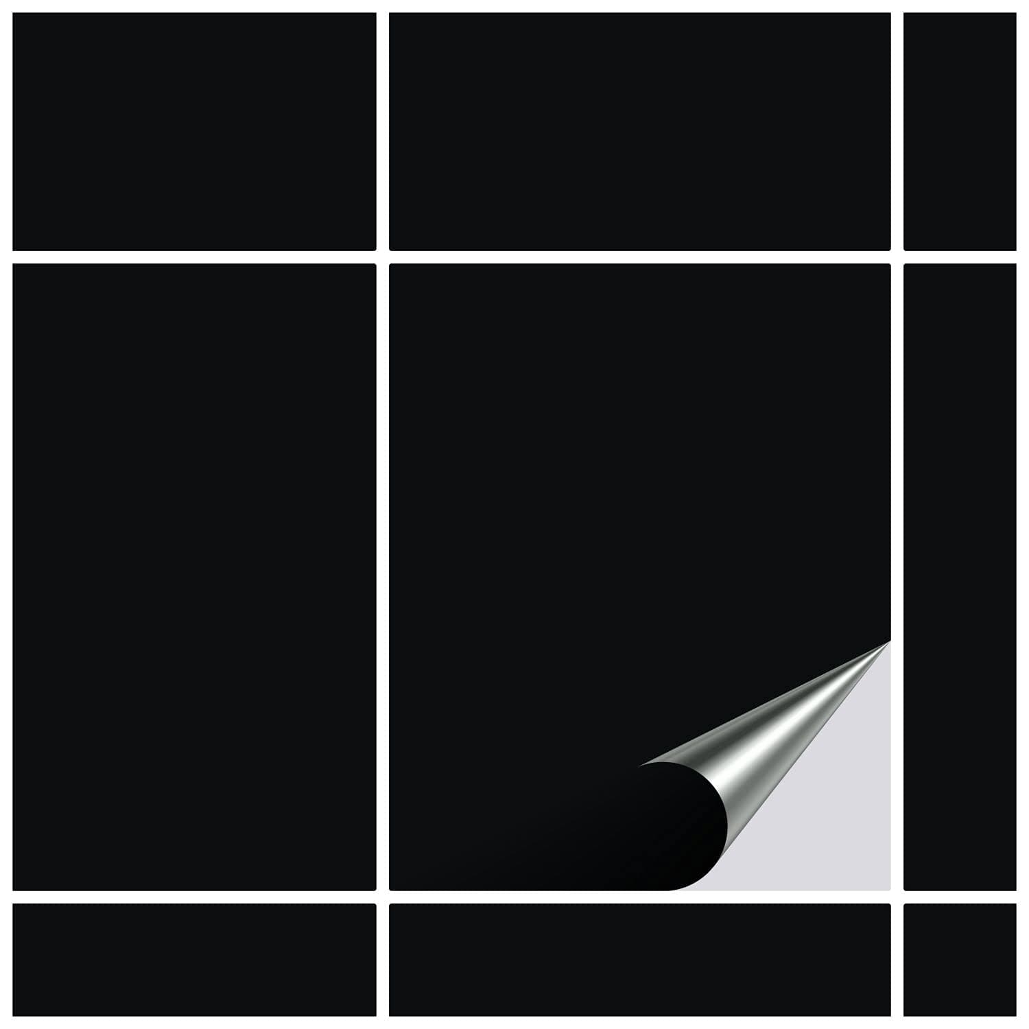 FoLIESEN Tile Sticker 20x25 cm (~ 8x10 Inch) - Tile Stickers for Bathroom & Kitchen - Pack of 80, Black glossy