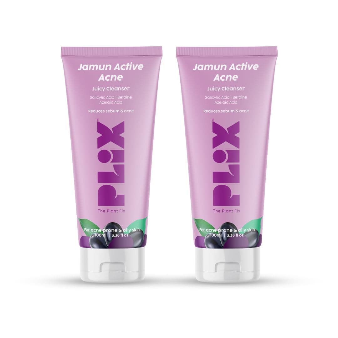 PLIX - THE PLANT FIX 0.5% w/w Salicylic Acid Jamun Face Wash Cleanser Gel (100 ml, Pack of 2) For Active Acne & Oil Control, For Breakouts | Oily & Acne Prone Skin | Women & Men