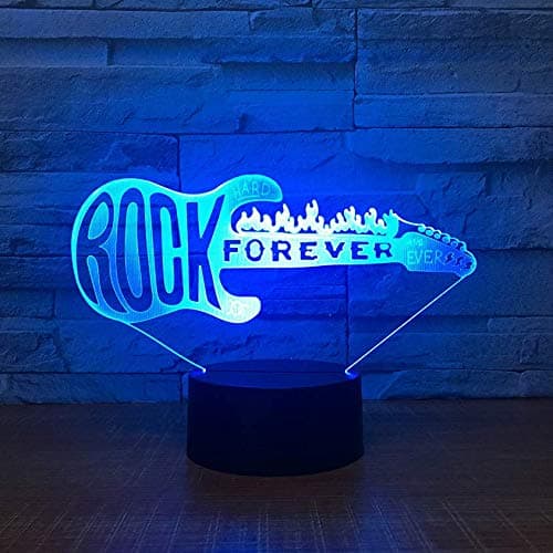 3D LED Illusion lamp Rock Forever Guitar Night Light Fixtures Appliances Touch Control Bedside Bed Visual USB Night Light lamp