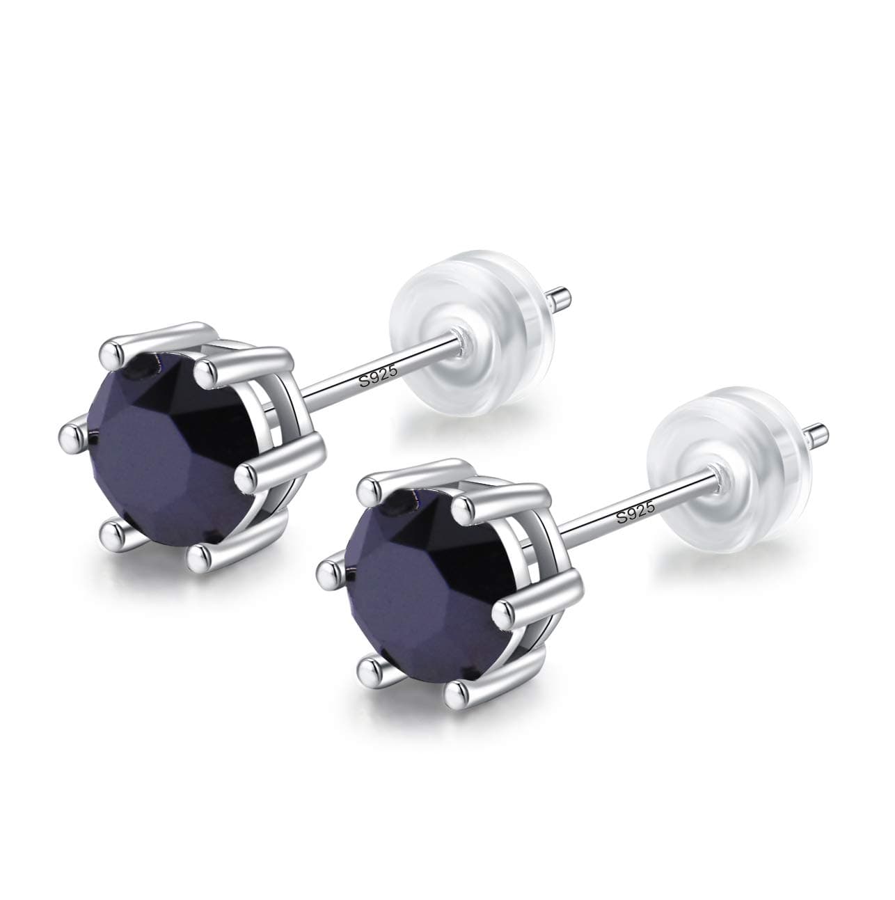 Stunning Black Obsidian,Daily Wear,925 Sterling Silver 18ct White Gold Plated Earring Stud Men Women,Jewelry Box Gift Choice