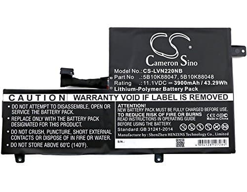Cameron Sino 3900mAh Li-ion High-Capacity Replacement Batteries for Lenovo N22 Chromebook, Chromebook N22-20, 80VH0001US, Chromebook N22, fits Lenovo 5B10K88047
