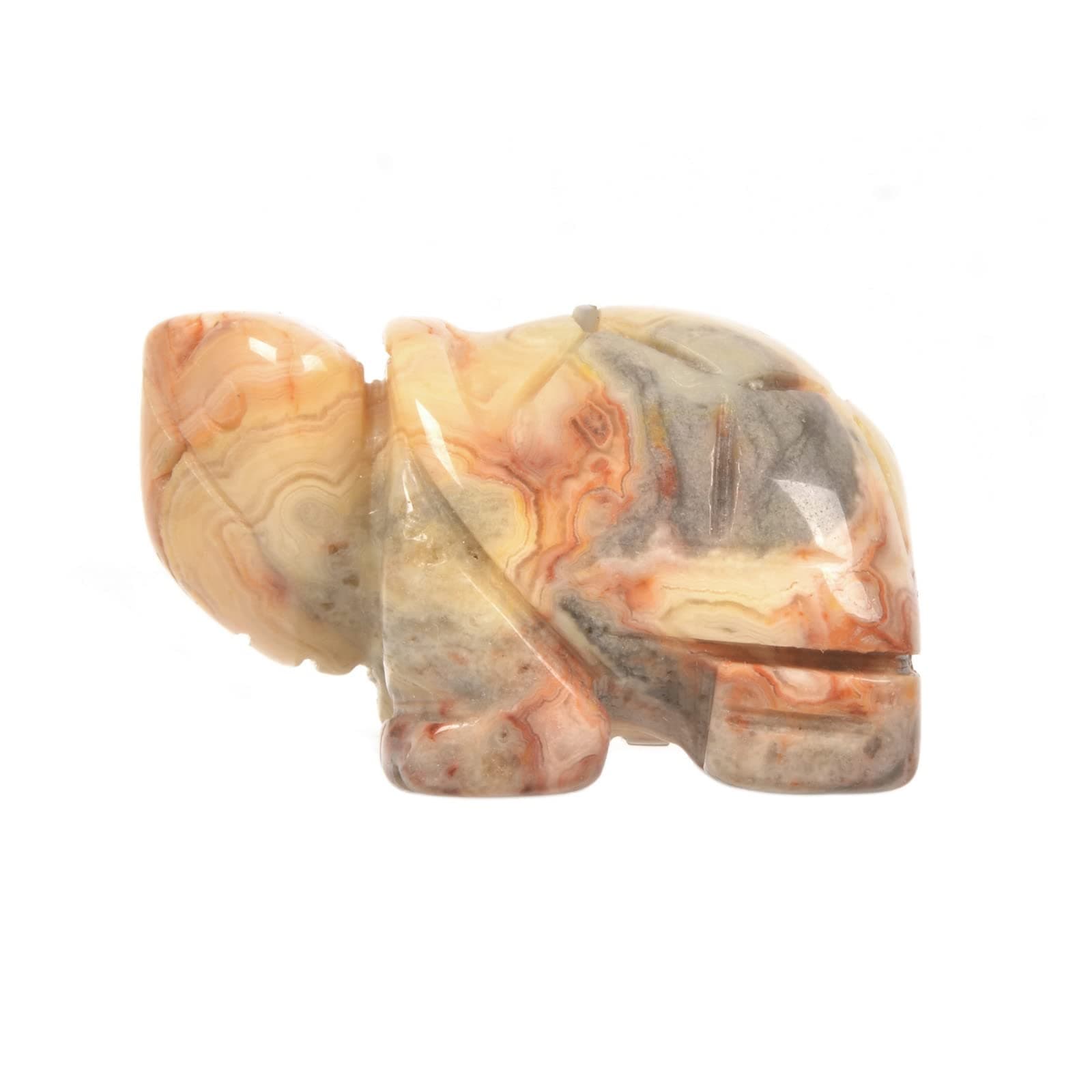 JustinstonesCrazy Lace Agate Healing Crystal Guardian Turtle Tortoise Pocket Stone Figurines Carved Gemstone Crafts Home Decor 1.5 inch