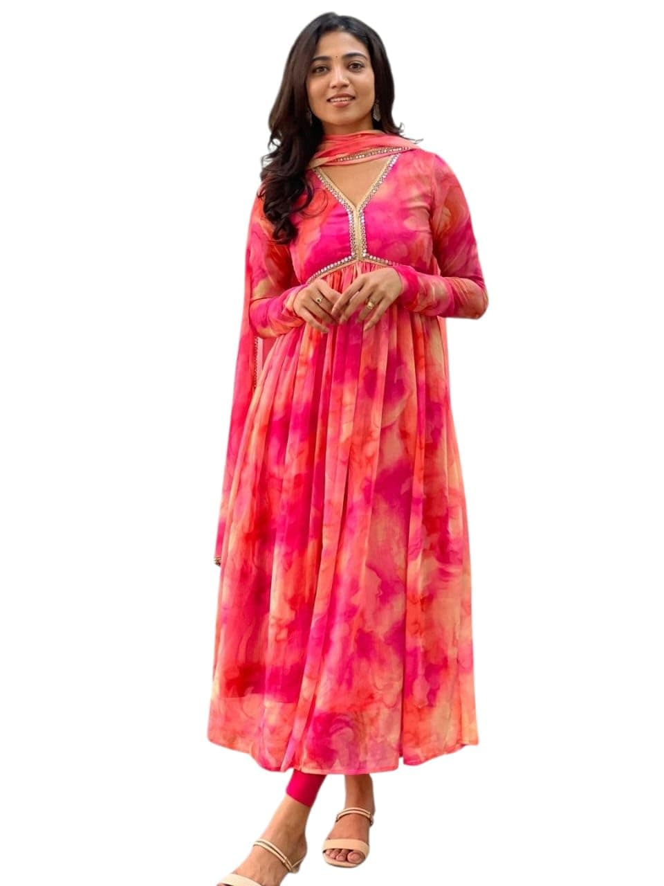 KD Anarkali Women's Floral Print Kurta Pent Set with Dupatta Anarkali Kurta for Women | Kurta Set | Ethnic Set | Dupatta Set
