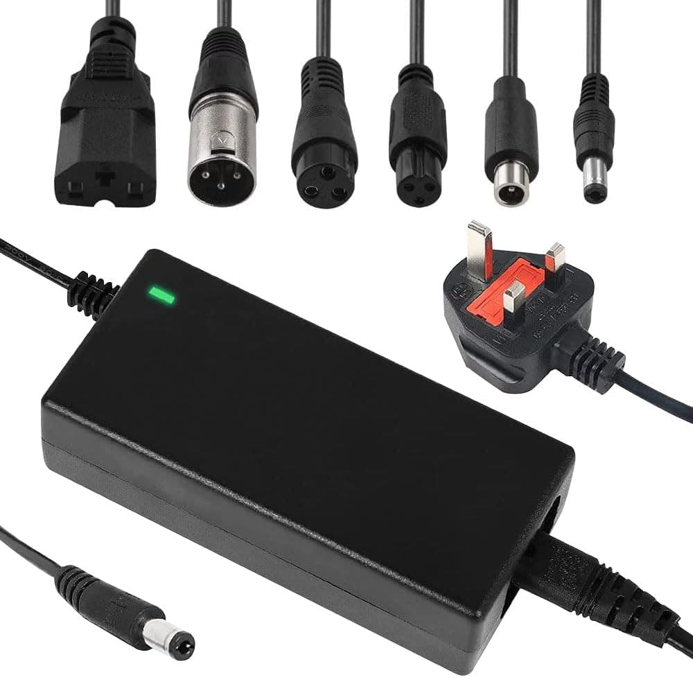 LUFEIS Electric Scooter Charger, 42V 2A Battery Charger for Li-ion Battery, Universal Mobility Scooter Battery Charger with 6 Plugs, Electric Bike Charger for M365, Electric Bike, Hoverboard