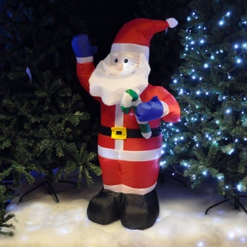 Garden Mile Traditional 4ft 1.2m Inflatable Christmas Santa Claus Snowman Illuminated Electric Blow Up Giant Xmas Festive Figure Father Christmas Ornaments Indoor Outdoor Décor