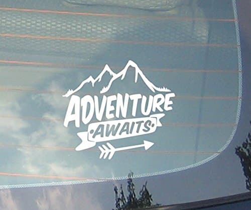 Adventure Awaits - Trip, Bumper, Vinyl, Pine Tree, travel, Mountains, Laptop, Car Sticker decor Home Live Kids funny wall art decal stickers Family