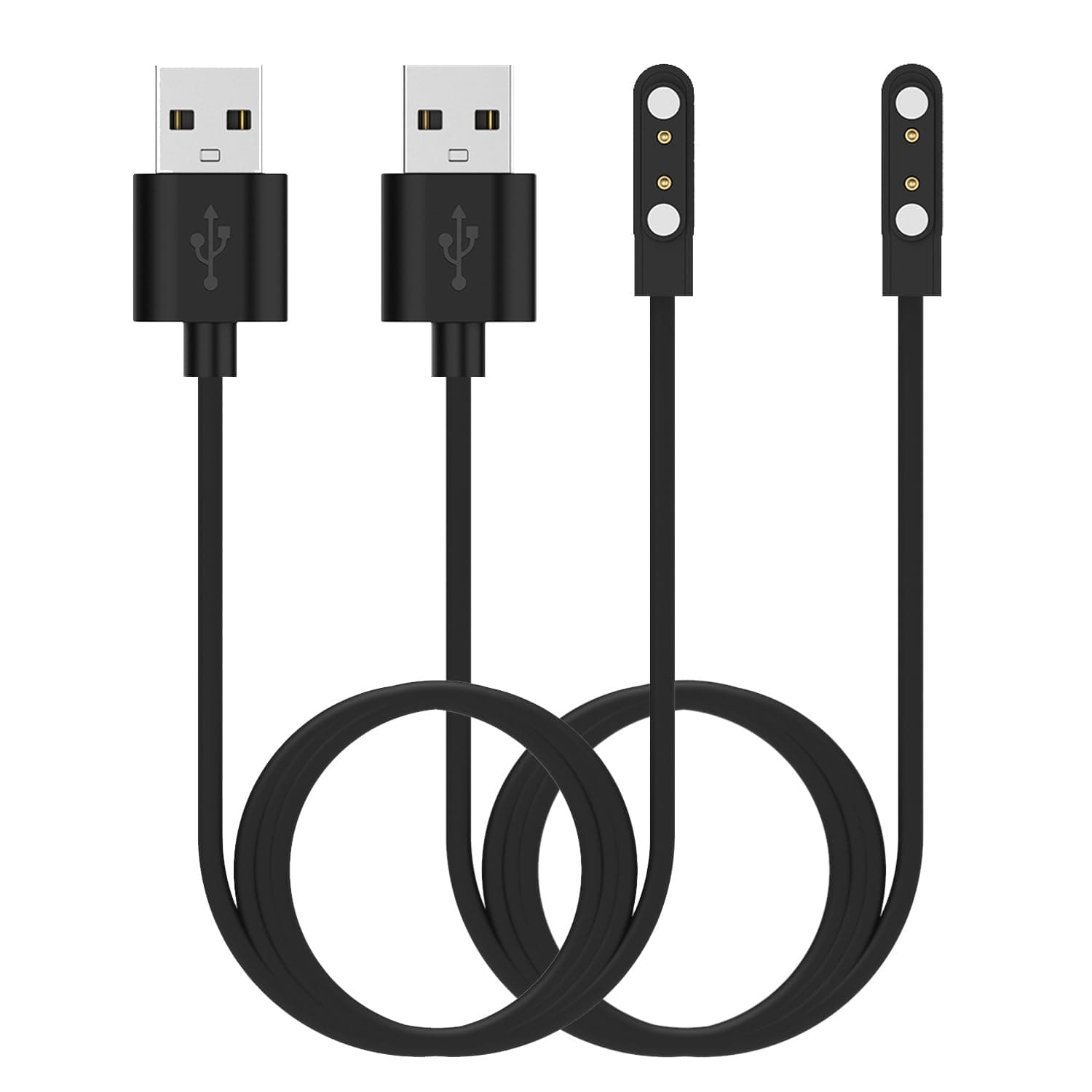 RuenTech2-Pack Chargers for RUIMEN D1 Smart Watch Charger, Replacement Magnetic Charger USB Charging Cable for RUIMEN D1 Smart Watch (Black&Black)