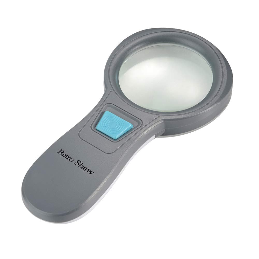 Magnifying Glass with 10 LED Lights Retro Shaw 4X Lens Handheld Illuminated Magnifier for Reading Books, Newspapers, Maps, Coins, Jewellery, Hobbies and Crafts Gift- Gray and White
