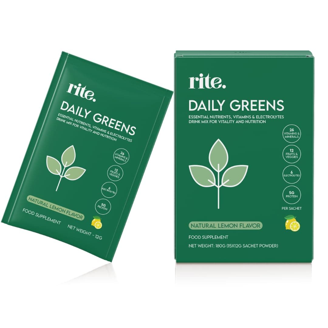 – Daily Greens Drink mix I 40 Advanced Greens, Superfoods and Electrolytes, Vegan & Gluten Free, No Added Sugar, Advanced Natural Formula, Lemon flavor (Pack of 15)