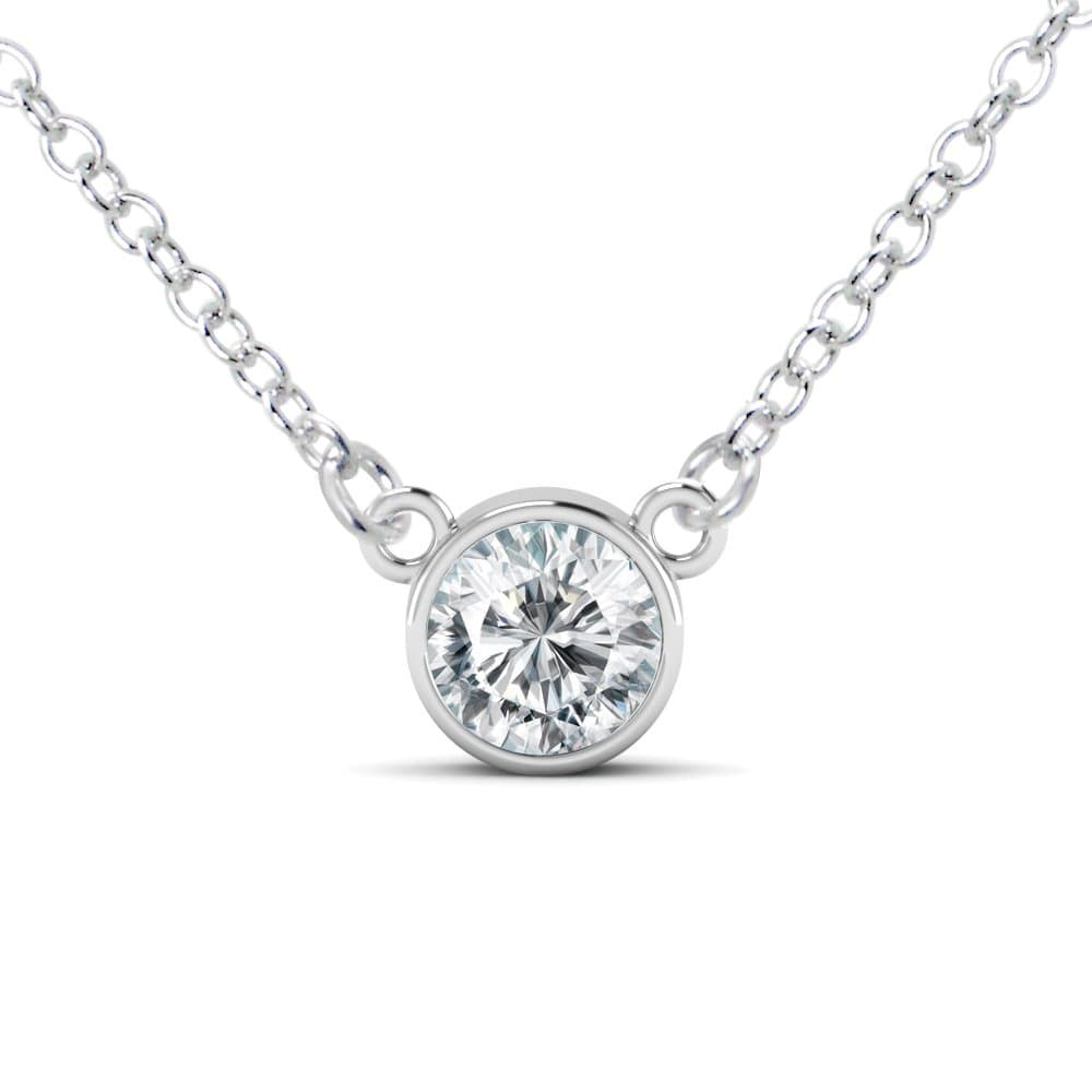 925 Sterling Silver Round Cut CZ Cubic Zirconia Solitaire Pendant Necklace