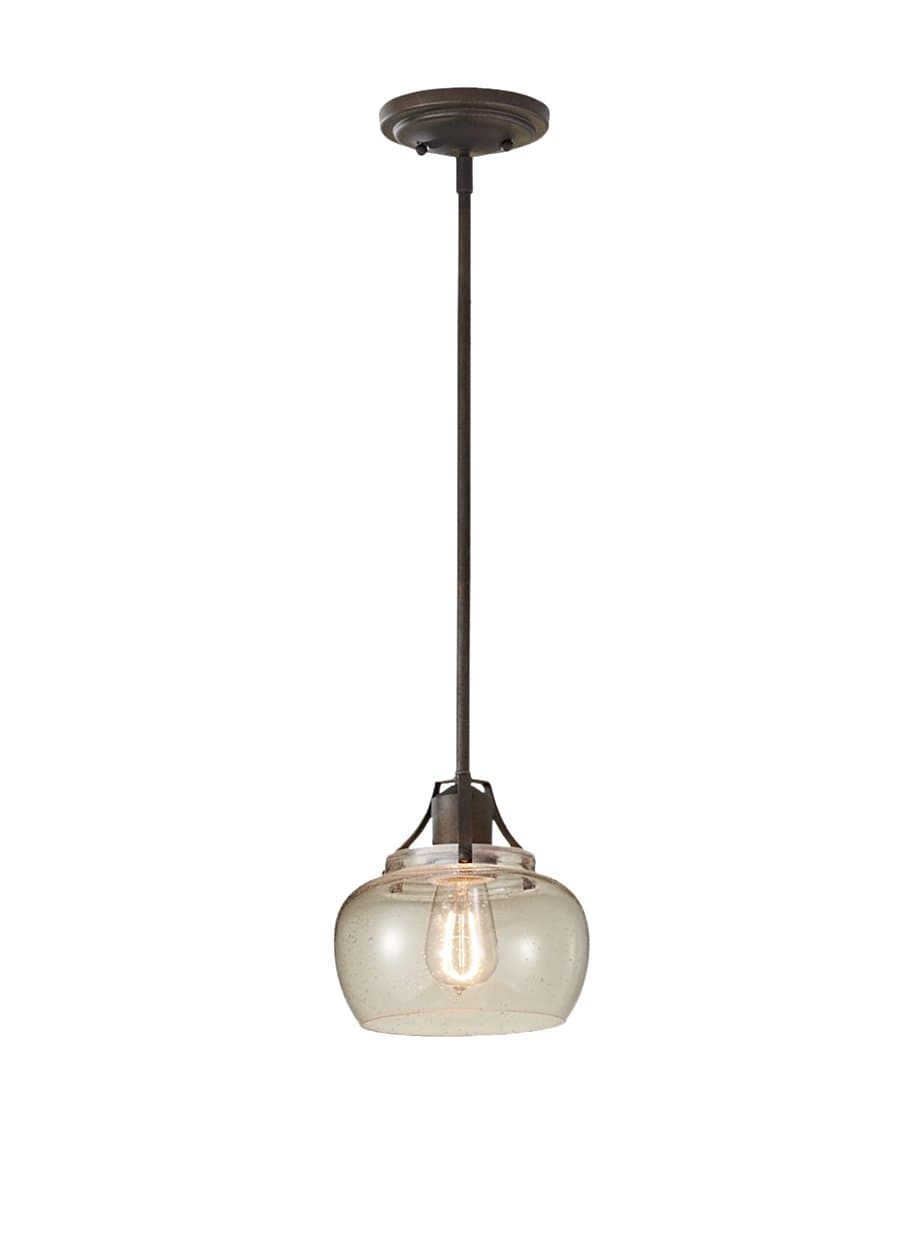 Murray Feiss P1234 Urban Renewal 1 Light Mini Pendant with Clear Seeded Glass Rustic Iron