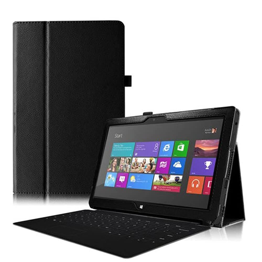 Zrengp for Microsoft Surface RT / Surface 2 10.6" Tablet Cover , Ultra Slim Folio Stand Leather Case for Surface RT 1516 Surface2 1572 10.6 inch Windows RT (Black)