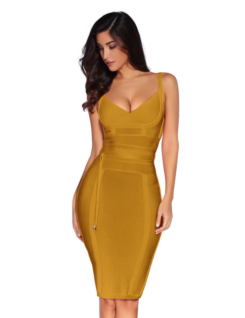 Womens Rayon Belt Detail Bandage Bodycon Party Dress