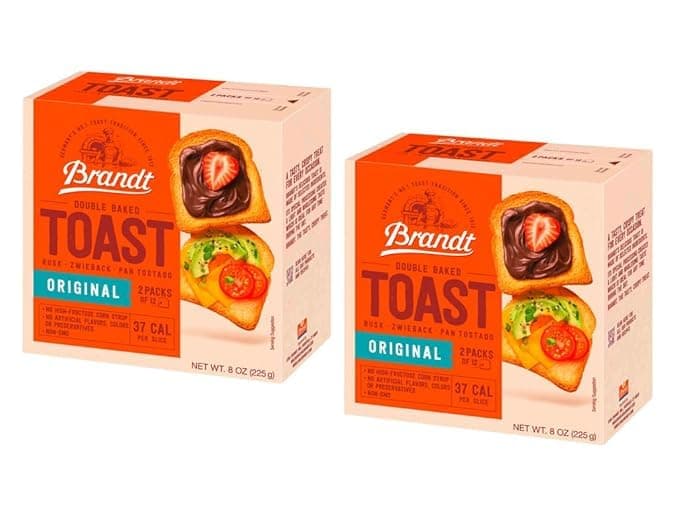 Brandt Zwieback Rusk | Sweetened Crispy Bread | Perfect for Teething Children | Enjoy With Sweet or Savory toppings | 8 oz each [Pack of 2]