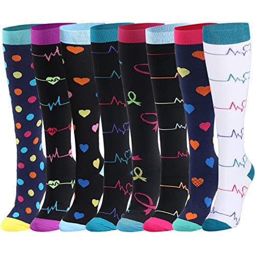 Compression Socks (20-30mmHg) for Women & Men – 1 to 8 Pairs Graduated Compression Stockings Best for Running, Nursing