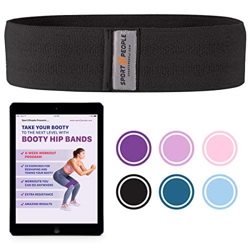 sport2peopleExercise Band for Legs and Butt with Free 4-Week Booty Workout Program - Fabric Resistance Loop Bands Set for Strength Training, Home Gym, Fitness