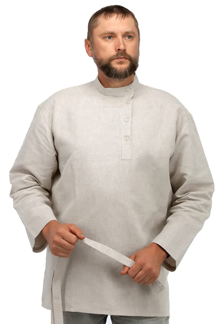 Russian shirt men traditional wear kosovorotka boho shirt Tolstoy