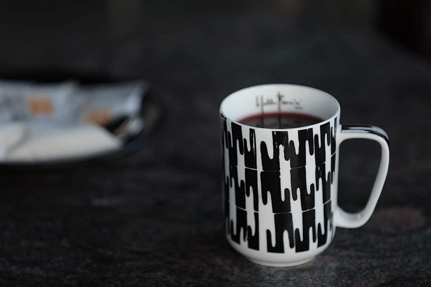 E - Ezra Marcello Bonini Signed Artize Coffee Mug/Milk Mug, (1 Piece, 300ml) Black