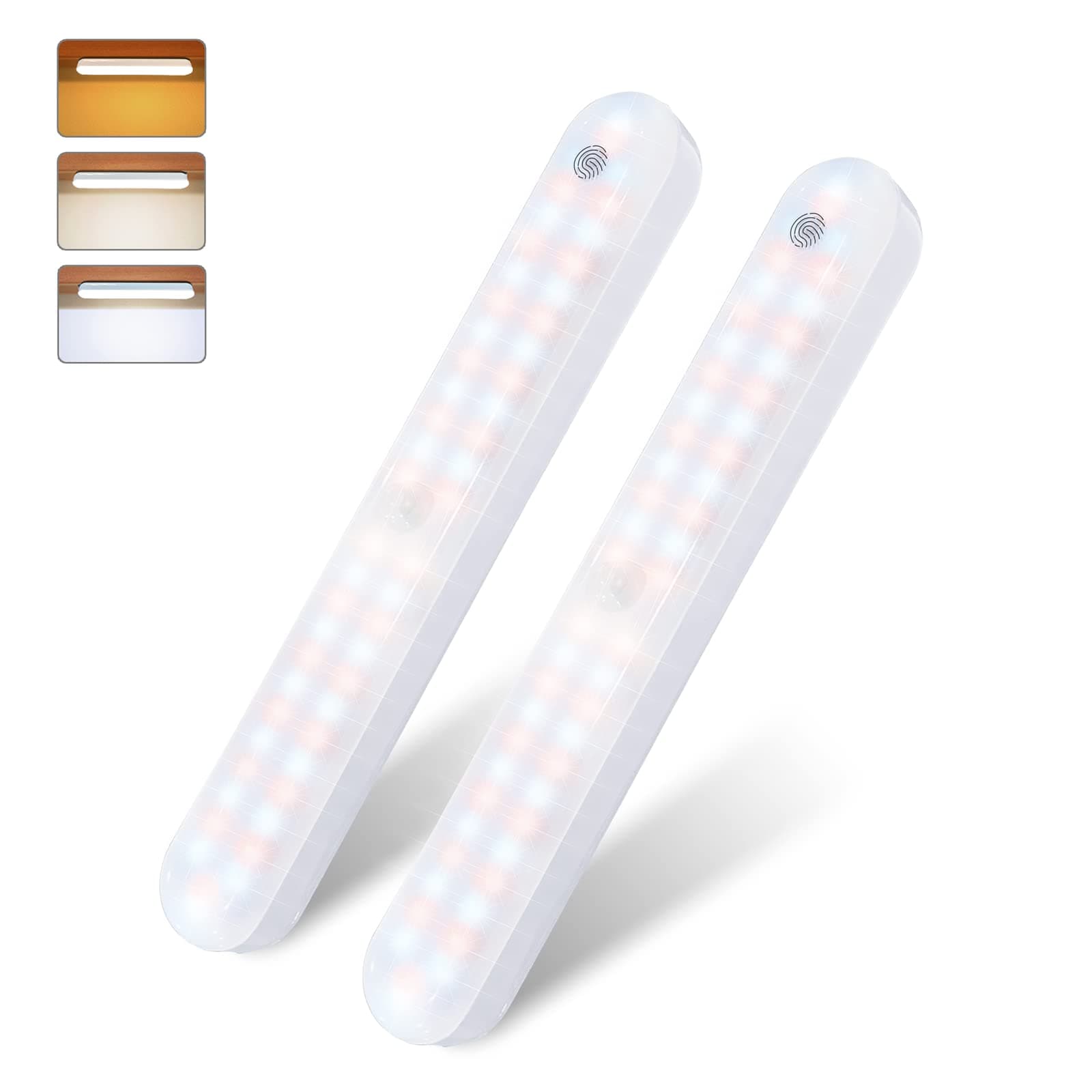 52LED Wireless Motion Sensor Light, 3 Motion Modes x 3 Colors x Brightness Dimmable Magnetic Cabinet Lighting, 1600mAh Rechargeable&Touch Control Night Light to Wardrobe, Closet, Hallway