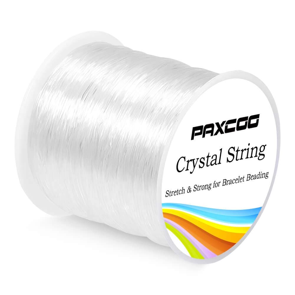 Paxcoo 0.8mm Elastic String, Stretchy Bracelet Bead Cord (Transparent, Round)
