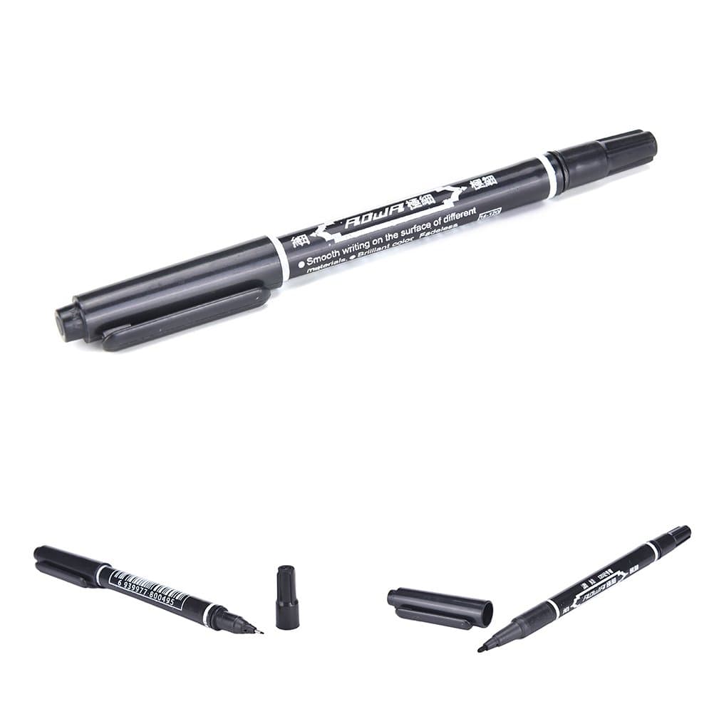 Ensunpals 2Pcs Tattoo Skin Oily Marking Pen Double Ended Black Fine/Thick Tip Marker Tattoo Marking Pen