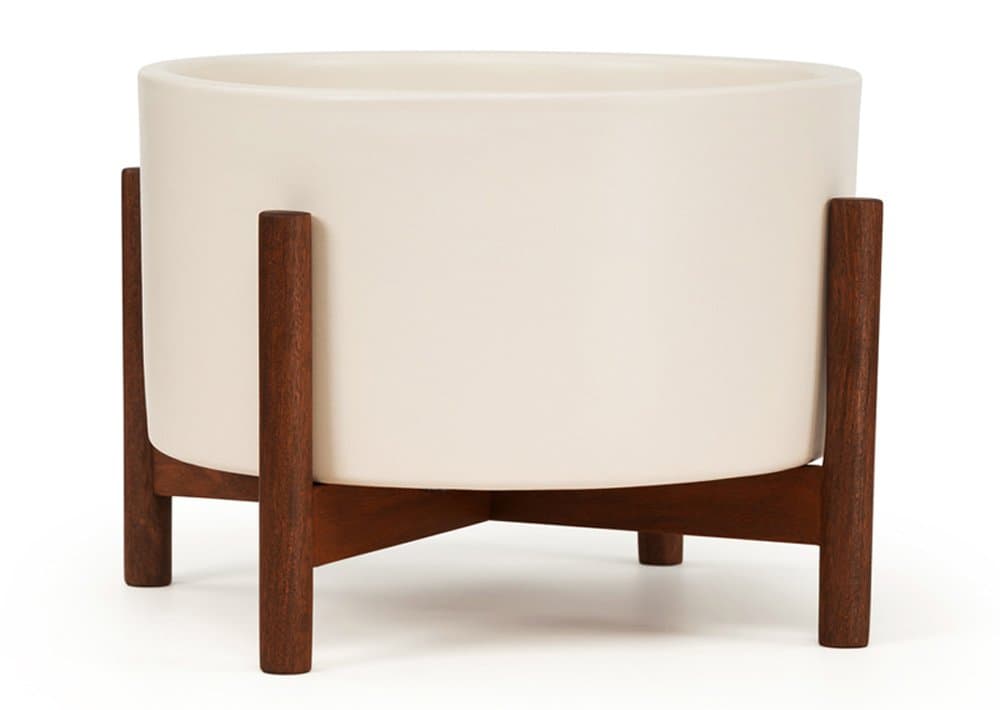 Case Study Table Top Cylinder with Wood Stand (White)