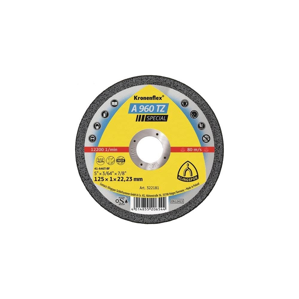 KlingsporKLI-322181-1 322181 A 960 TZ Cutting Discs 125 x 1 x 22.23 mm Straight Contents: 1 Item