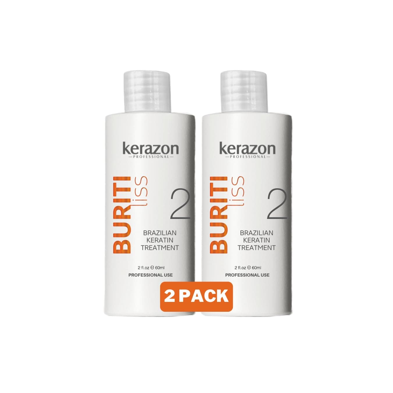 Brazilian Keratin Treatment Kerazon Buriti Liss, 2 fl oz 60ml - For All Hair Types (Pack of 2)