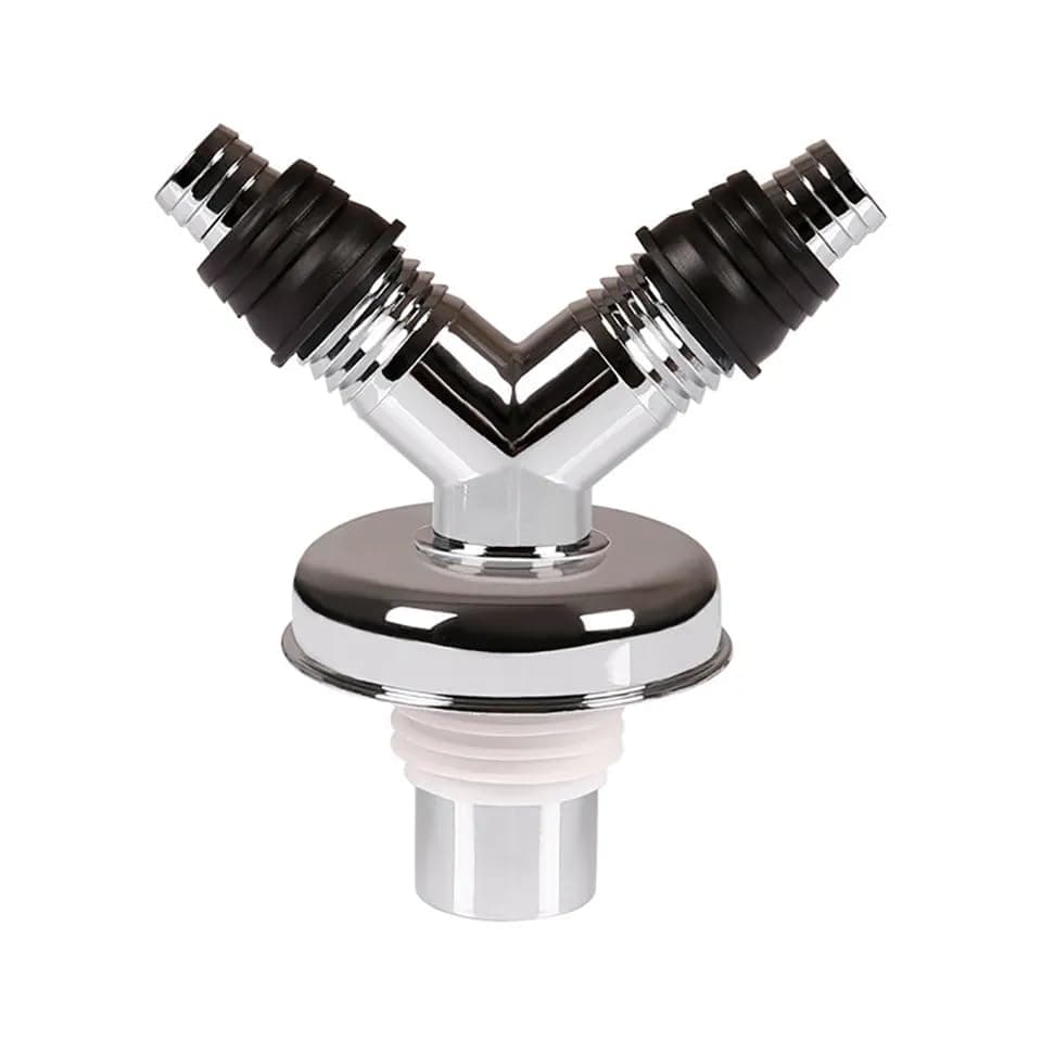 Dayish Stainless Steel Bathroom Drain Floor Backflow Preventer Water Anti Core Overflow Elbow Pipe Connector For Washing Machine Outlet Kitchen (Y-Shape, With Coupling12.5 Cm)