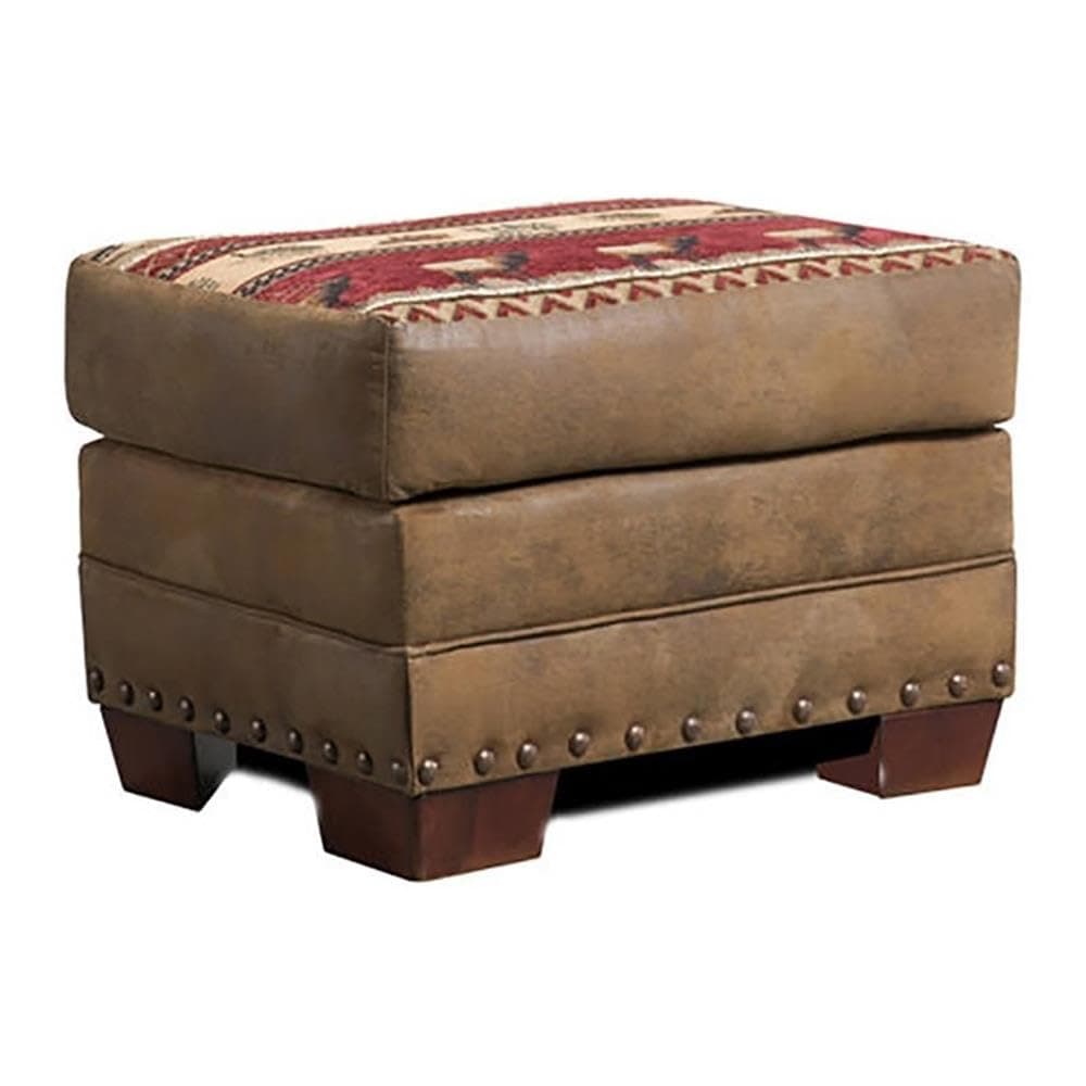 26.5" Microfiber Sierra Lodge Ottoman in Brown