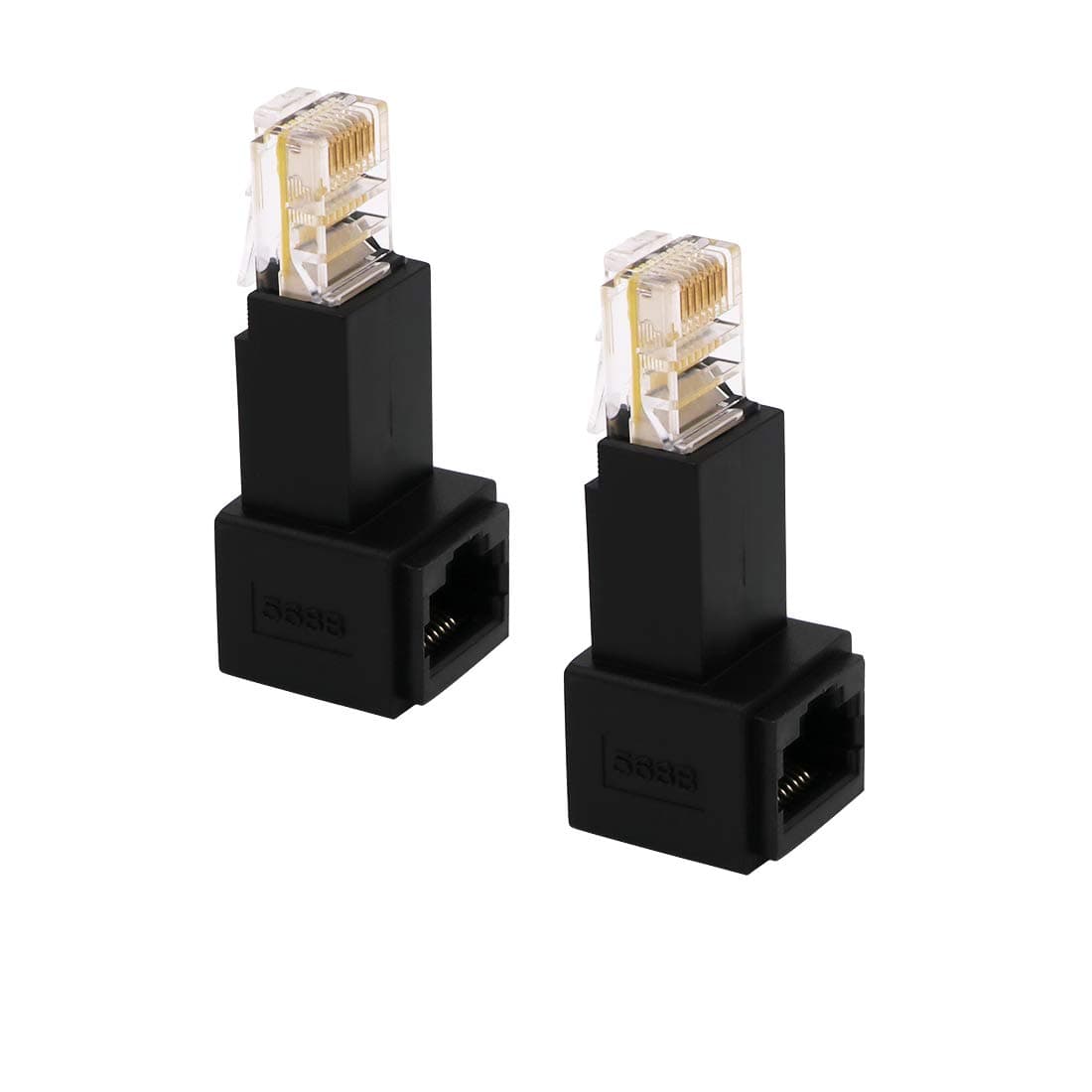 WYMECT RJ45 Ethernet Adapter Male to Female Cat5e/Cat6 Down Angle 90 Degree Adapter