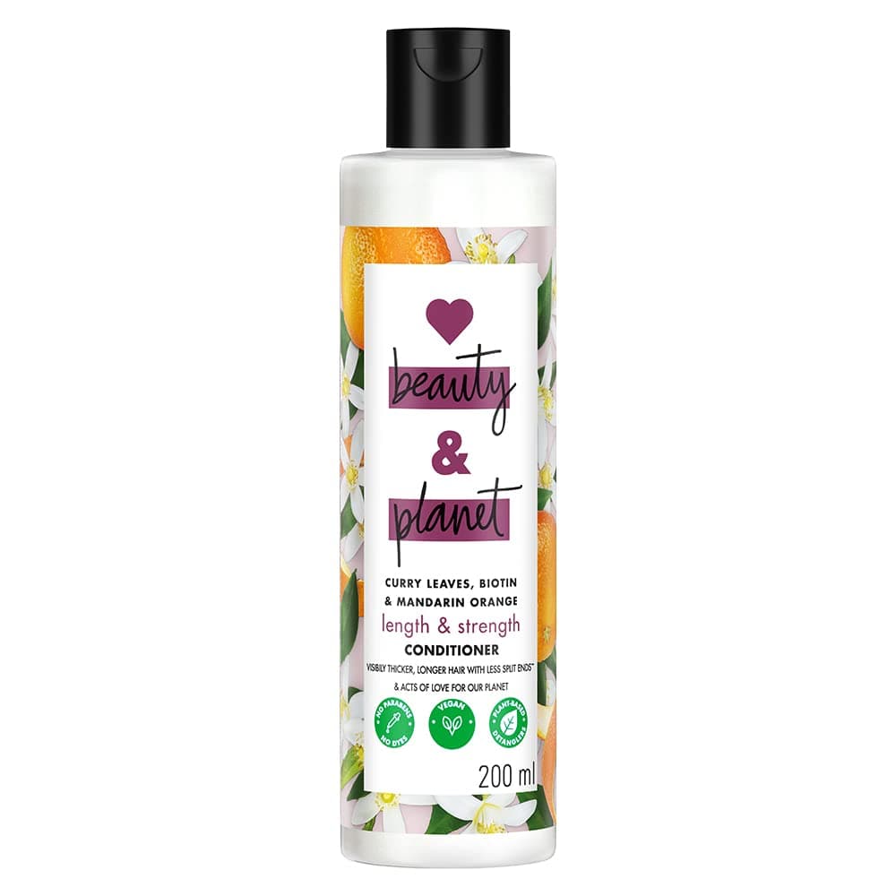 Love Beauty & Planet Curry Leaves, Biotin & Mandarin Natural Conditioner for Split-end Free Long Hair|No Sulfates,No Paraben|200ml