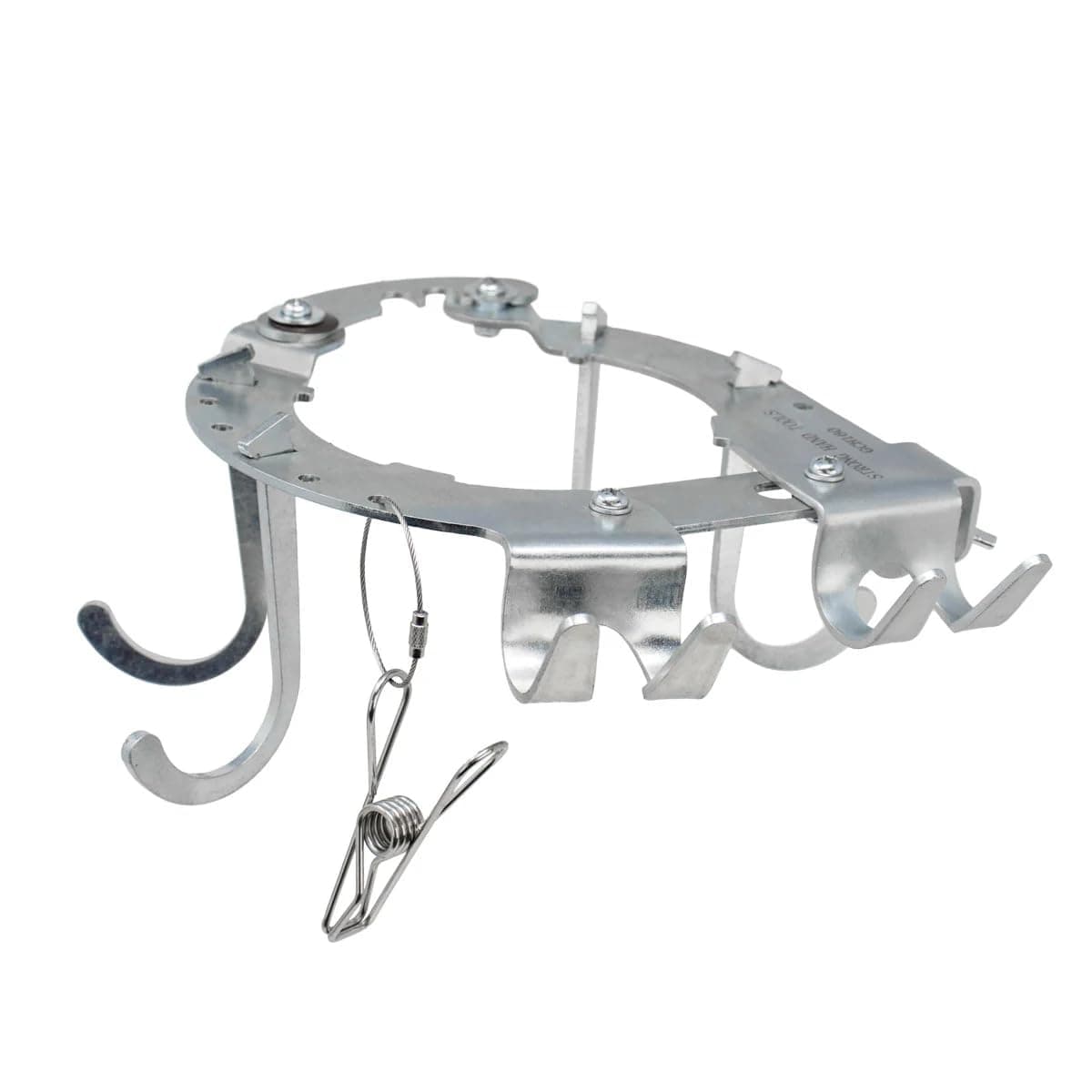 Strong Hand Tools Universal Fit Gas Cylinder Accessory Hanger, 6 Multi-Purpose Hooks, 4-Point Locking, Glove Clip/Cap Hook, Dual-Prong Hook for T-Shaped Tools, Adjustable Opening, GCH160, Gray