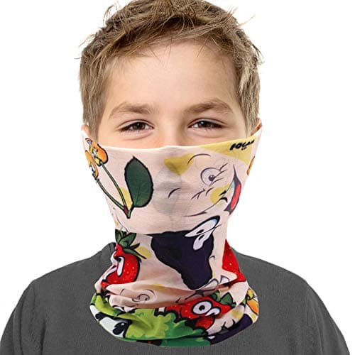 Neck Gaiter Face Mask for Kids Boys Girls - Breathable Windproof UV Protection Yellow Fruit