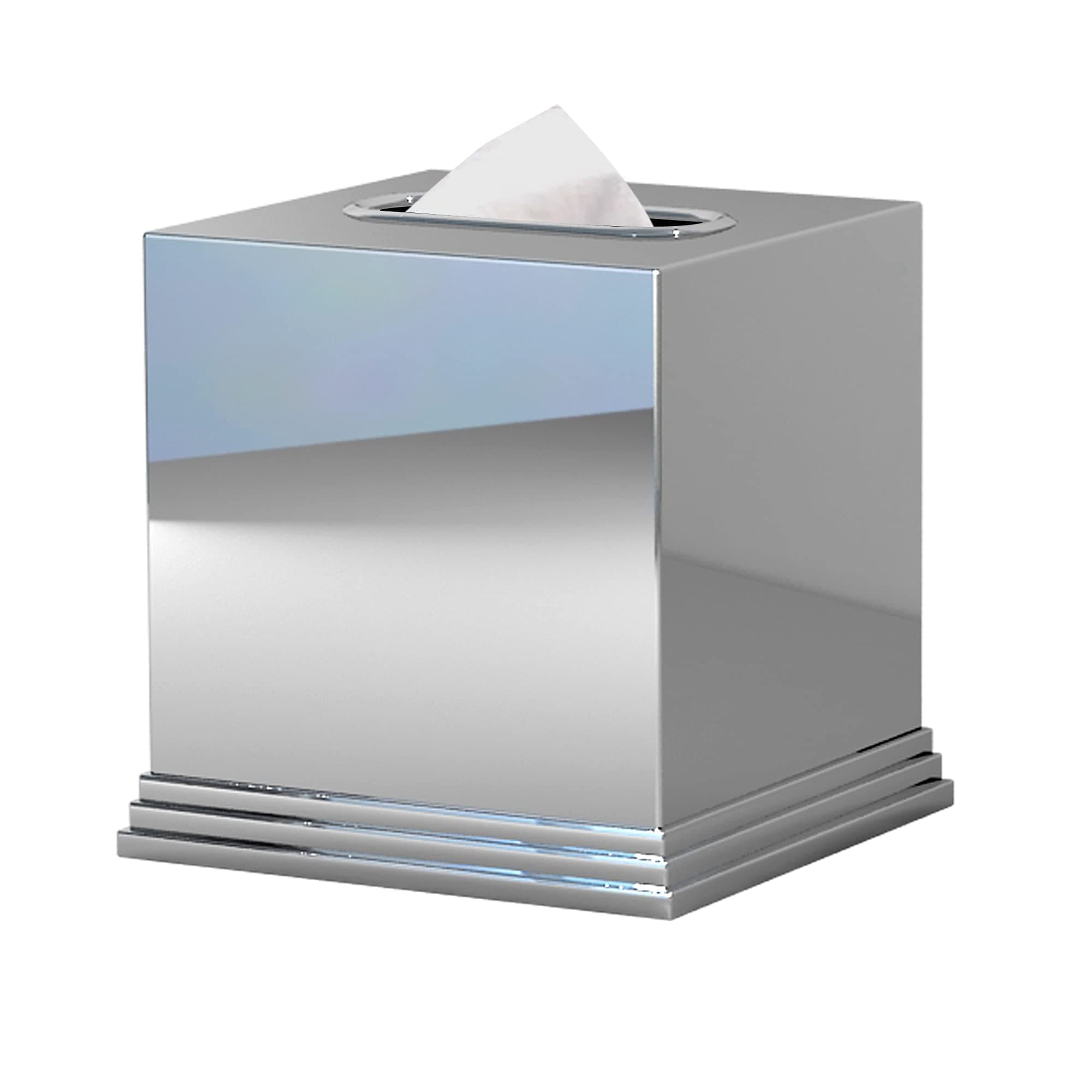 nu steel Timeless Decorative 304 Stainless Steel Square Facial Tissue Box Cover Holder for Bathroom Vanity Countertops, Bedroom Dressers, Night Stands, Desks and Tables - Chrome