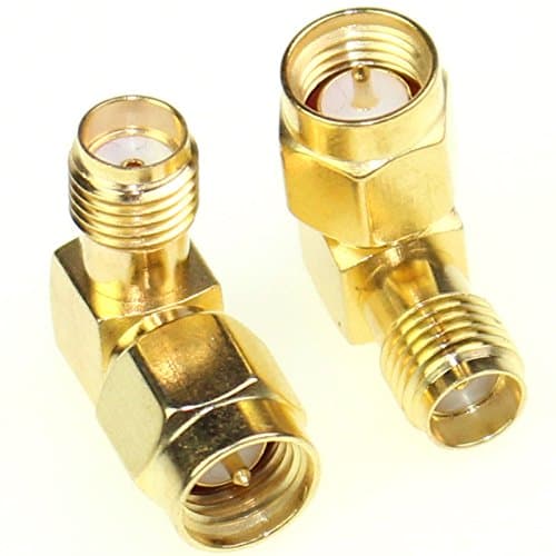 CCYO SMA Male to SMA Female RF Connector Adapter Plug Jack 90 Degree Right Angle Gold Plated Contacts Pack of 2