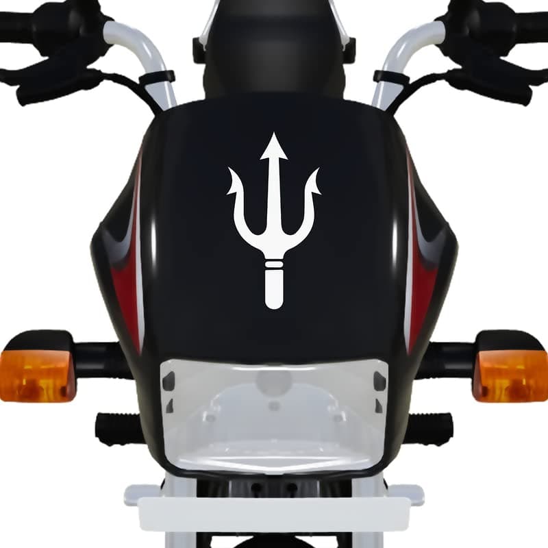 Trident Bike Sticker for Racer Bike, Sports Bike, Scooter, Scooty | White Color Standard Size (6x6 Inch) | Design-Trident Bike Sticker White-295