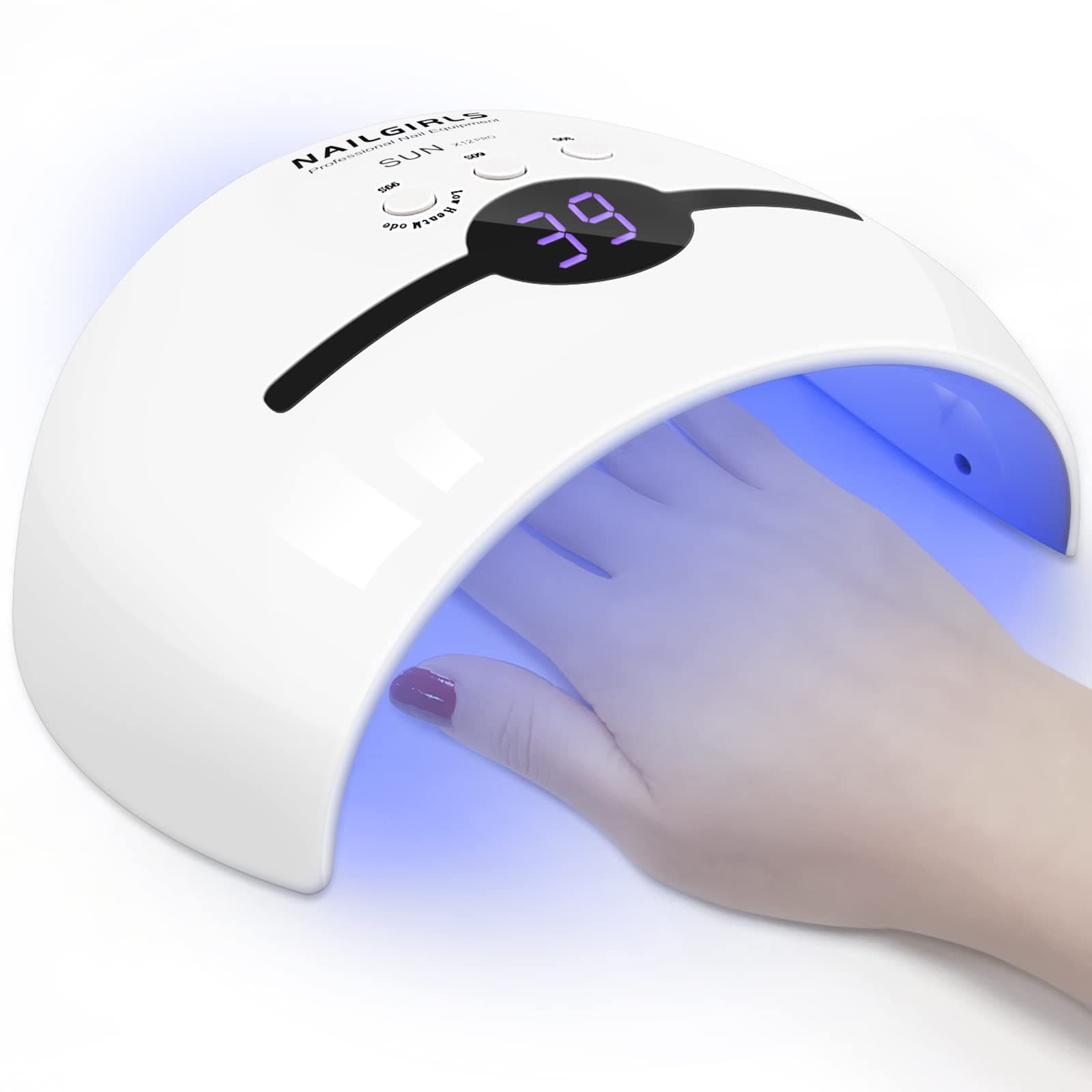 Portable Gel UV LED Nail Lamp,NAILGIRLS 48W UV Nail Lamp for Gel Nails Polish Manicure&Pedicure,UV Lamps for Gel Nails,Professional Salon Curing Lamp with 3 Timer Setting Modes (White)