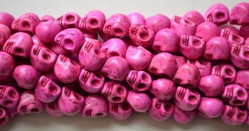 100 Pink Howlite Skull Beads (Loose) - Day of the Dead (Dia De Los Muertos) - Goth