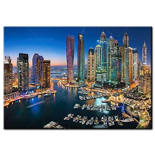 DIY Diamond Embroidery 5D Diamond Painting Cross Stitch Skyscrapers of Dubai Full Square Pictures of Rhinestones Mosaic-Round Drill 40x30cm