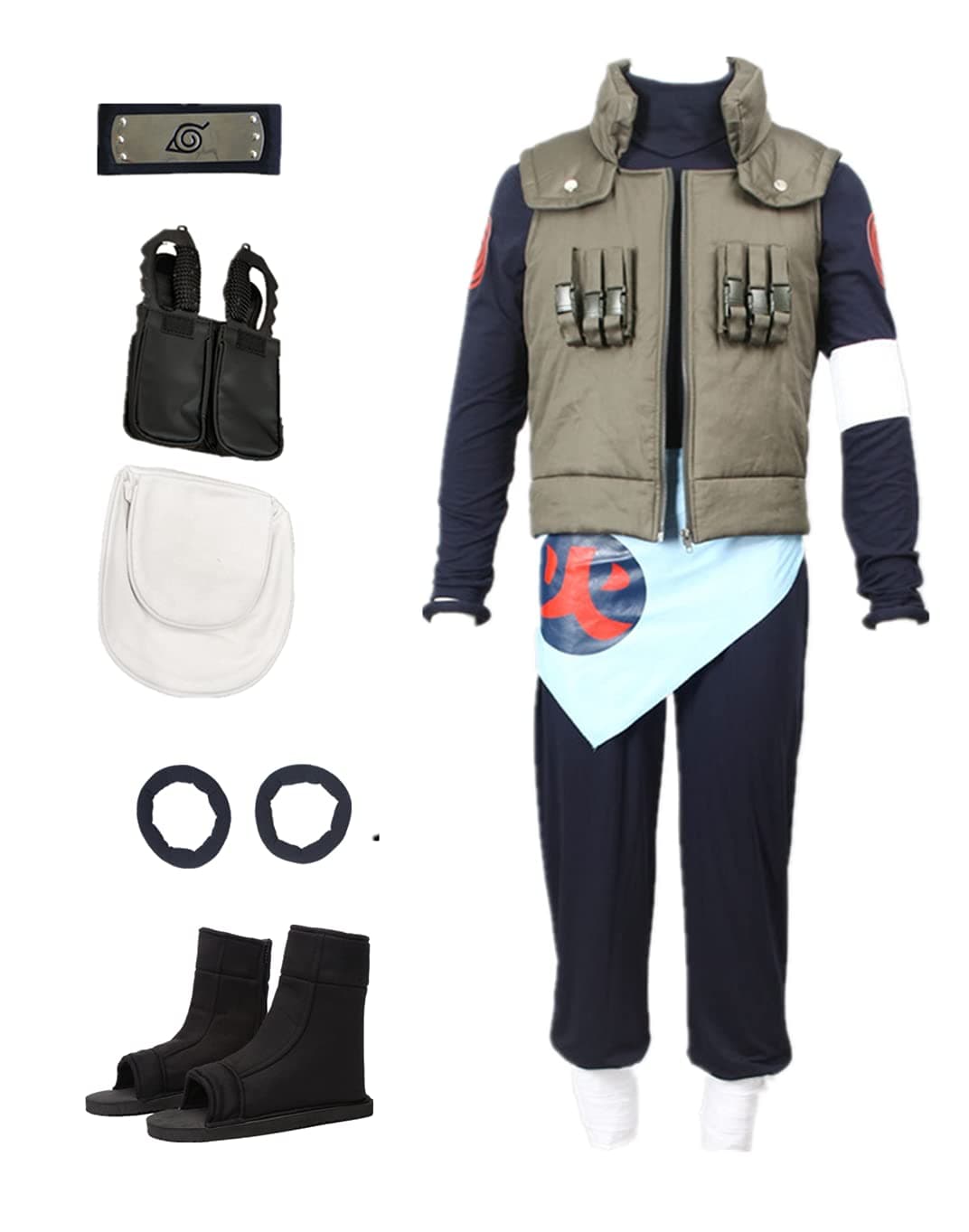 MANMICOS US size Anime Sarutobi Asuma cosplay costume Halloween men's Green vest suit