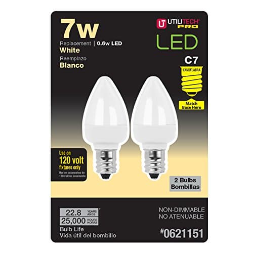 Feit/Utilitech Pro 2-Pack 0.6-Watt 3,500K Fosted Candelabra Base (E-12) Bright White Decorative LED Light Bulbs