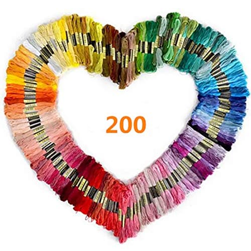 Vilihkc Rainbow Color Embroidery Floss 200 Skeins Per Pack with Cotton for Cross Stitch Threads Bracelet Yarn Craft Floss Embroidery Floss Set