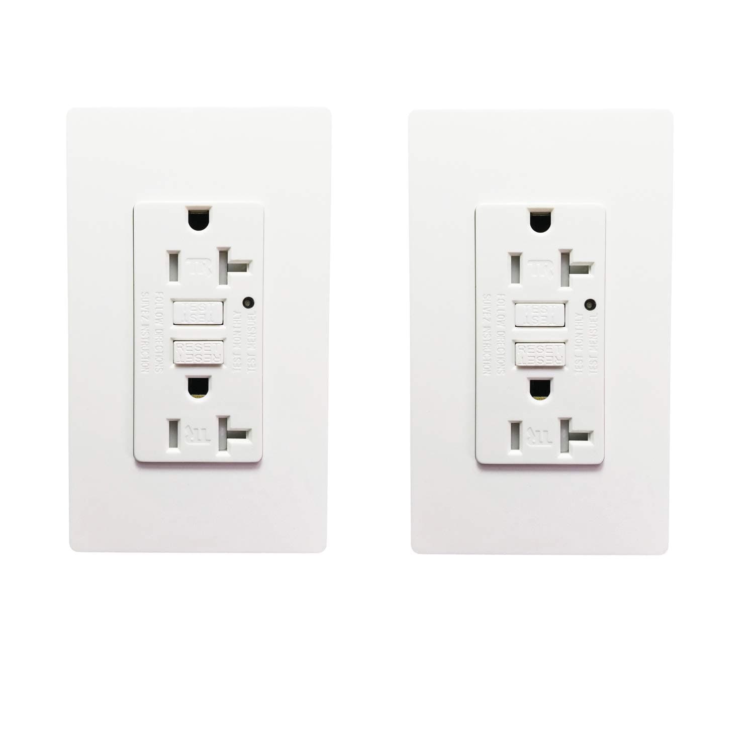 [2 Pack] SECKATECH 20 Amp 125 Volt Tamper-Resistant GFCI Wall Outlet Receptacle with 4 Free Wall Plates. The Product Details in the Description-ETL Listed,White