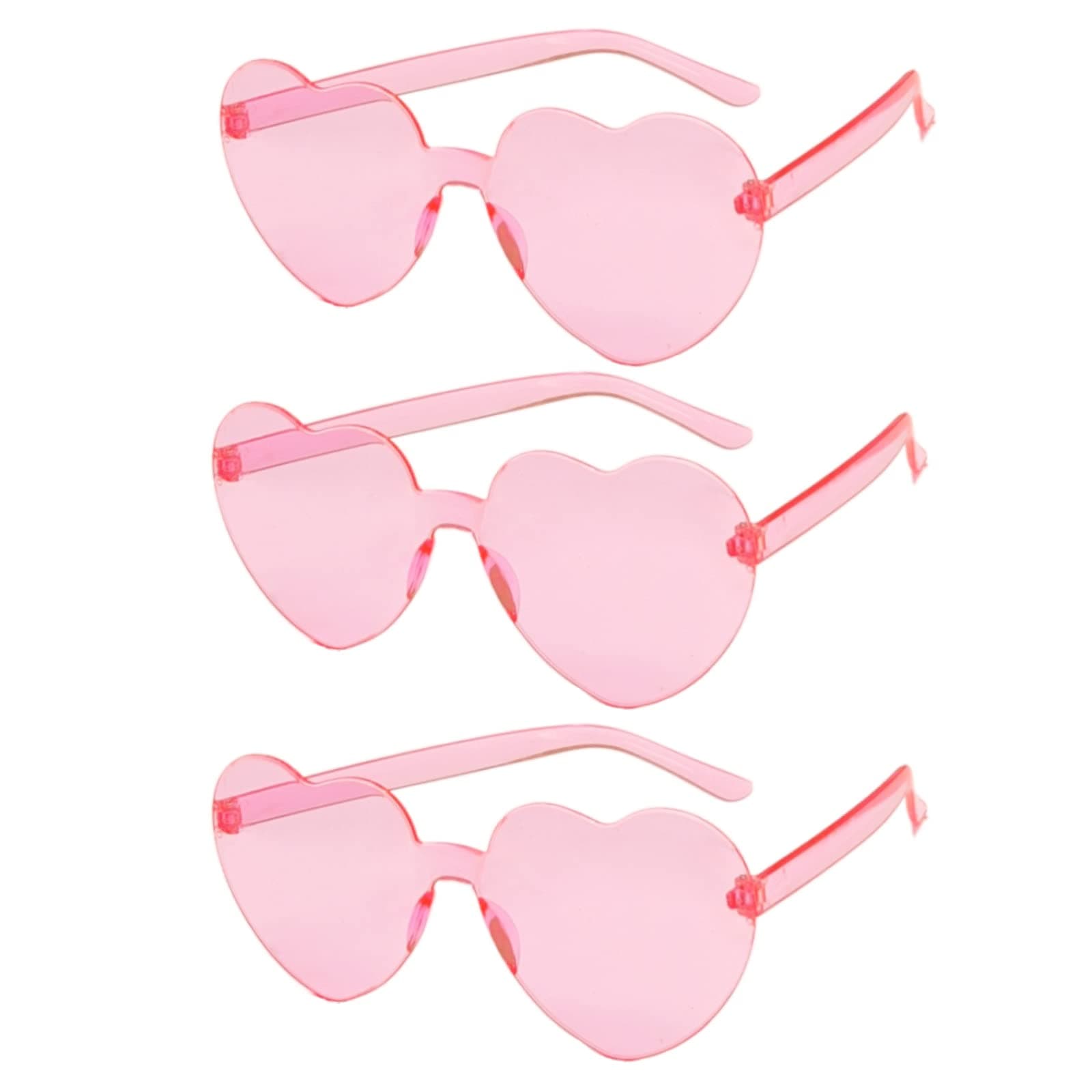 Jxuane 3 Pack Heart Shaped Sunglasses Ladies FashionRimless SunglassesVintage Love Heart Sunglasses for Pink Eyewear Shopping BeachOutdoor Party