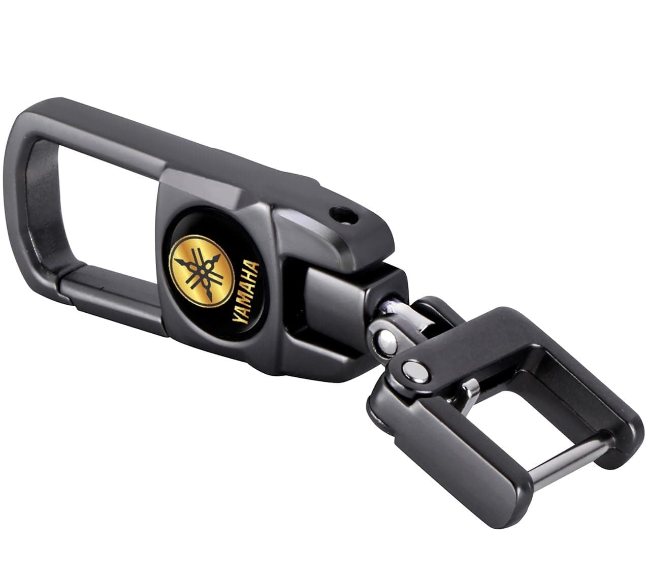 Heavy Duty Metal Bike Keychain Compatible for Yamaha Bikes | 360° Rotating Spring Lock Key Accessories with Yamaha | Durable Rust-Free Gun Metal Black Key Holder