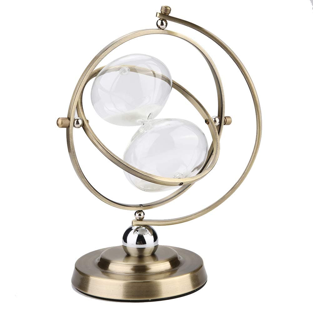 Hourglass Sand Timer - Vintage One Hour Glass for Living Room, Kitchen, Cooking or Teaching - Rotating Metal