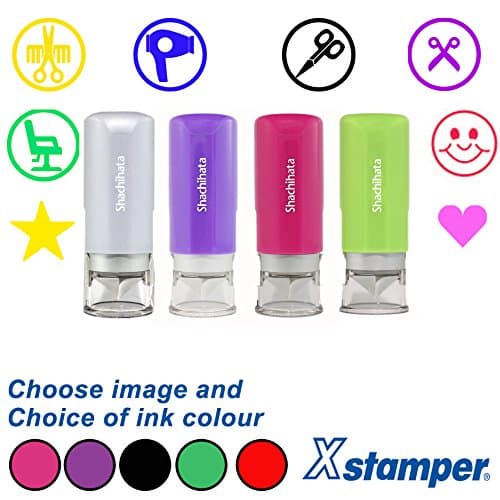 Hairdresser's Loyalty Card Stamp - Choice of Image & Colour. Self-inking, Quality Xstamper, Capless & Re-inkable. 5 Ink Colour Choices. (Green Ink)