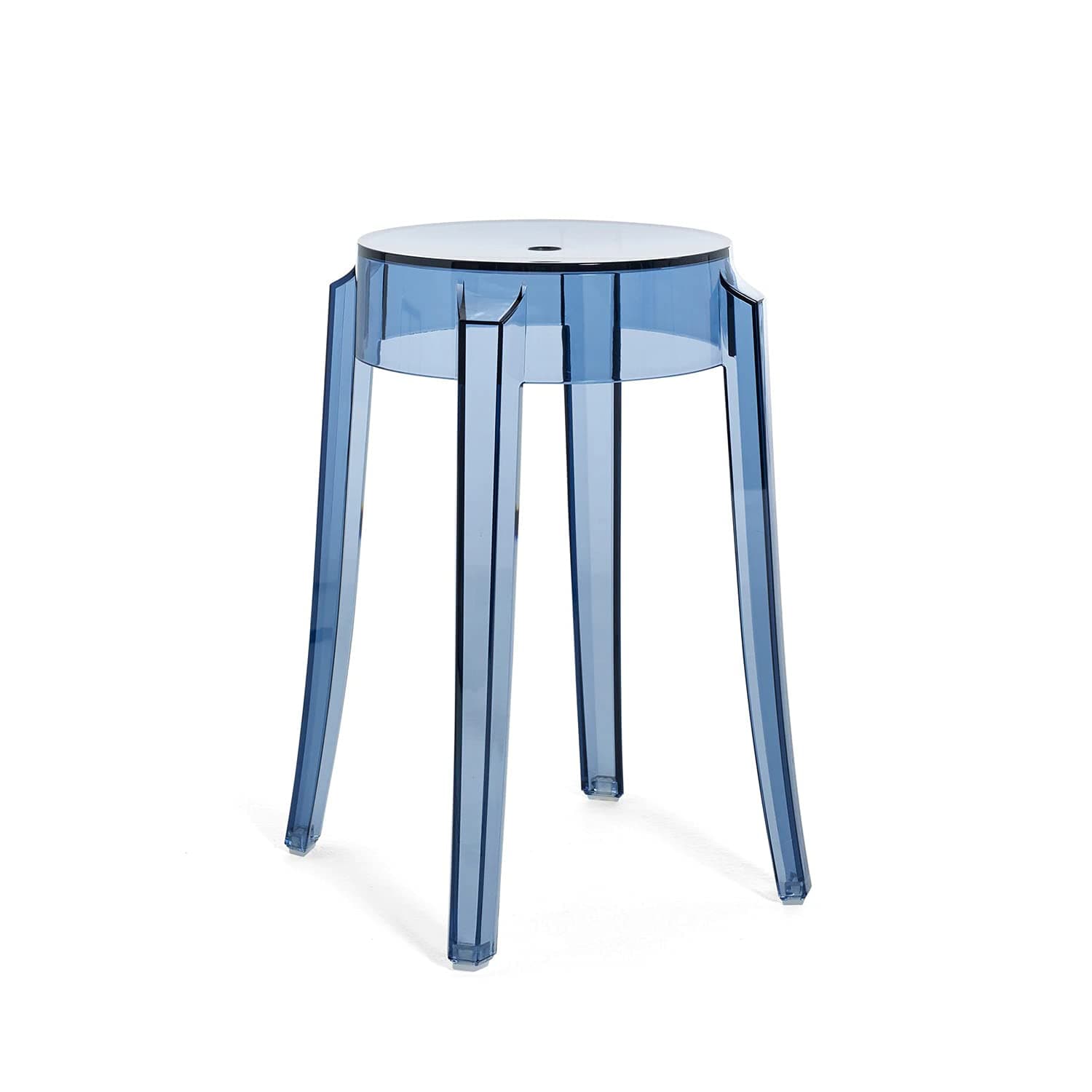 Kartell SFCH-K4897-Z4 Philippe Starck Stool (Charles Ghost Low) Diameter 15.4 inches (39 cm), Seat Diameter 10.4 inches (26.5 cm), Height 18.1 inches (46 cm), Powder Blue