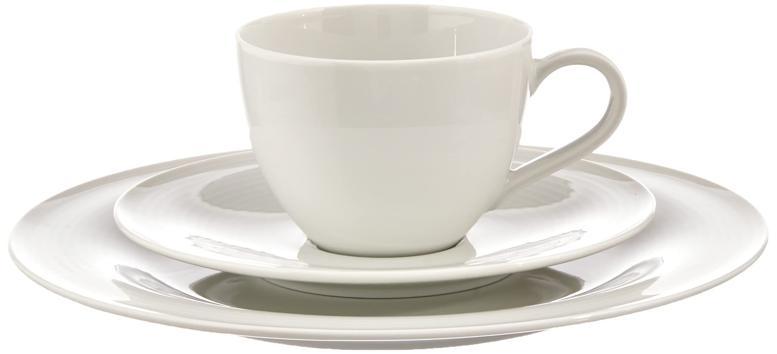 Seltmann Weiden4052212090856 Beat 18-Piece Service Set for up to 6 People Includes 6 Breakfast Plates, Coffee Cups and Saucers, Hard Porcelain, White